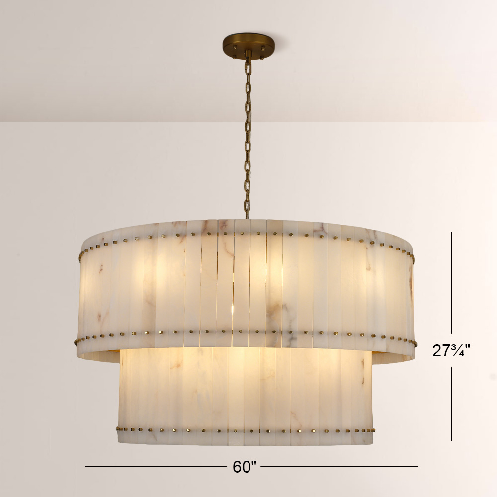 Senparo Tiered Round Alabaster Chandelier - XYlight