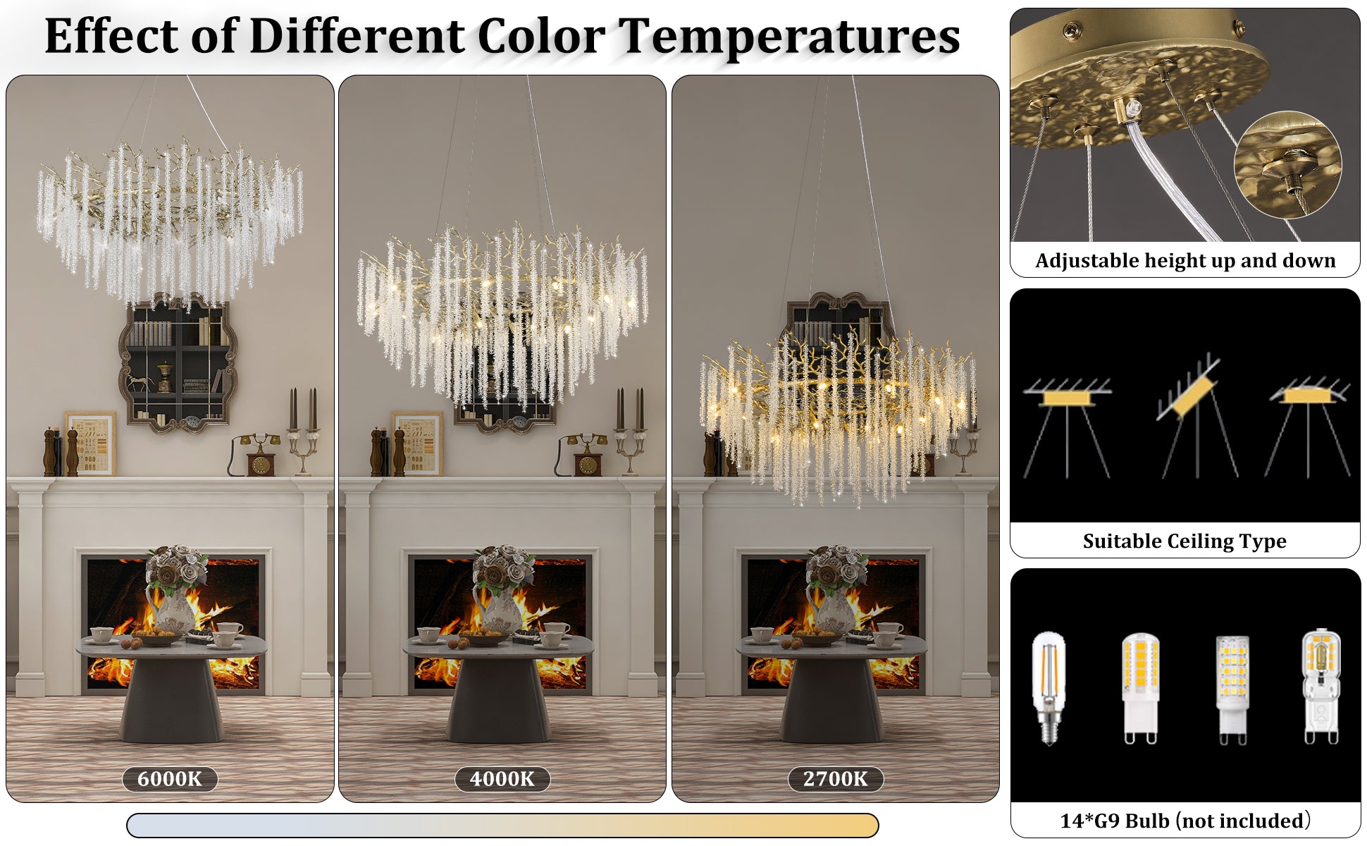 Snow Tree Branch Gold/Silver Chandelier - XYlight
