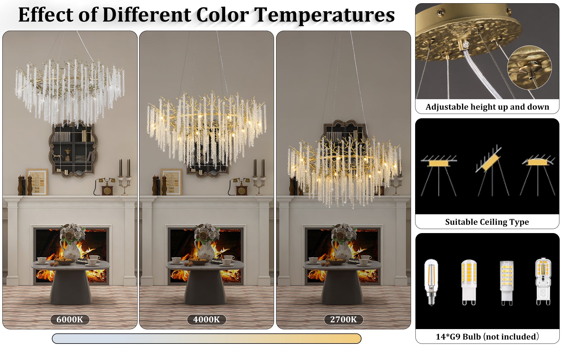 Snow Tree Branch Gold/Silver Chandelier - XYlight