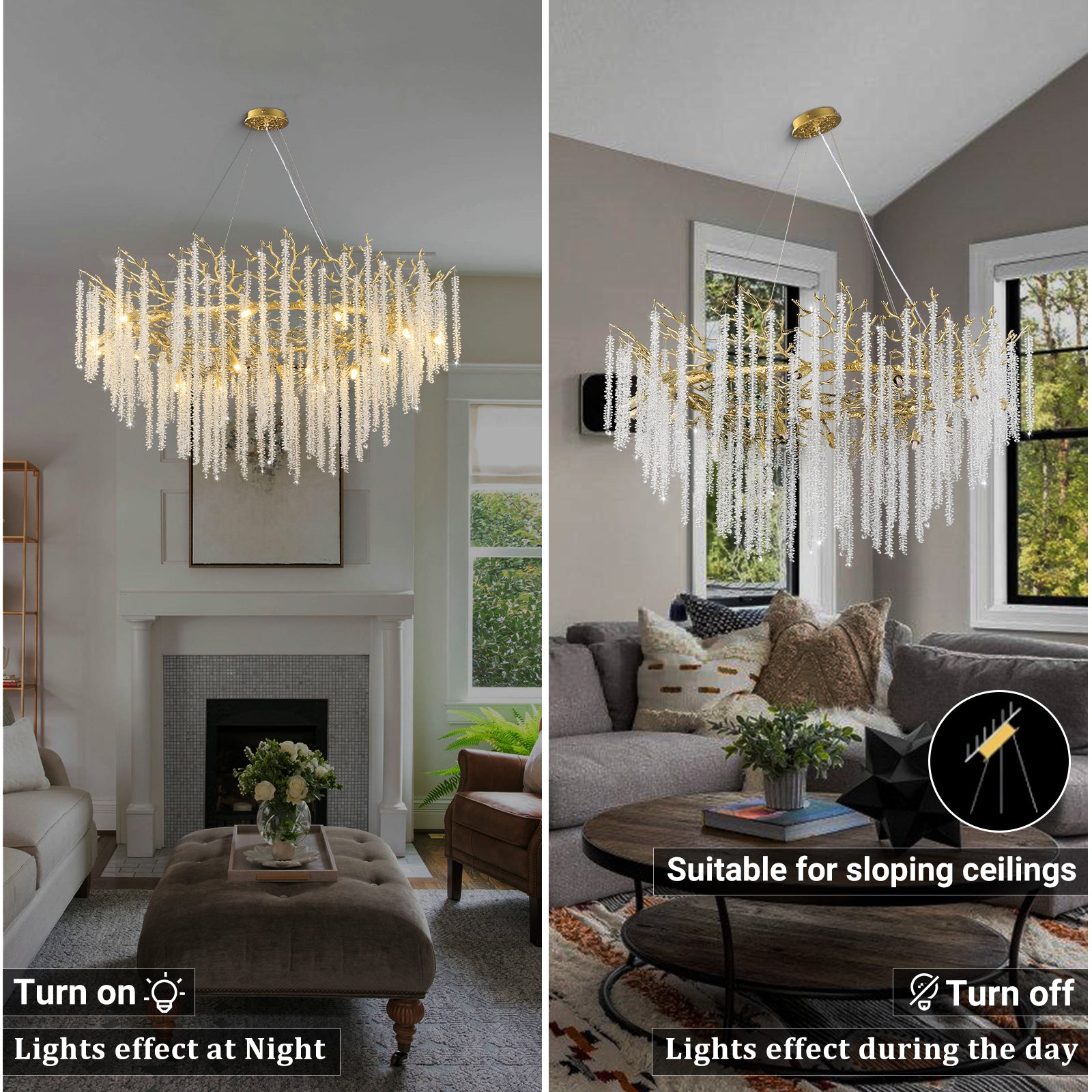 Snow Tree Branch Gold/Silver Chandelier - XYlight