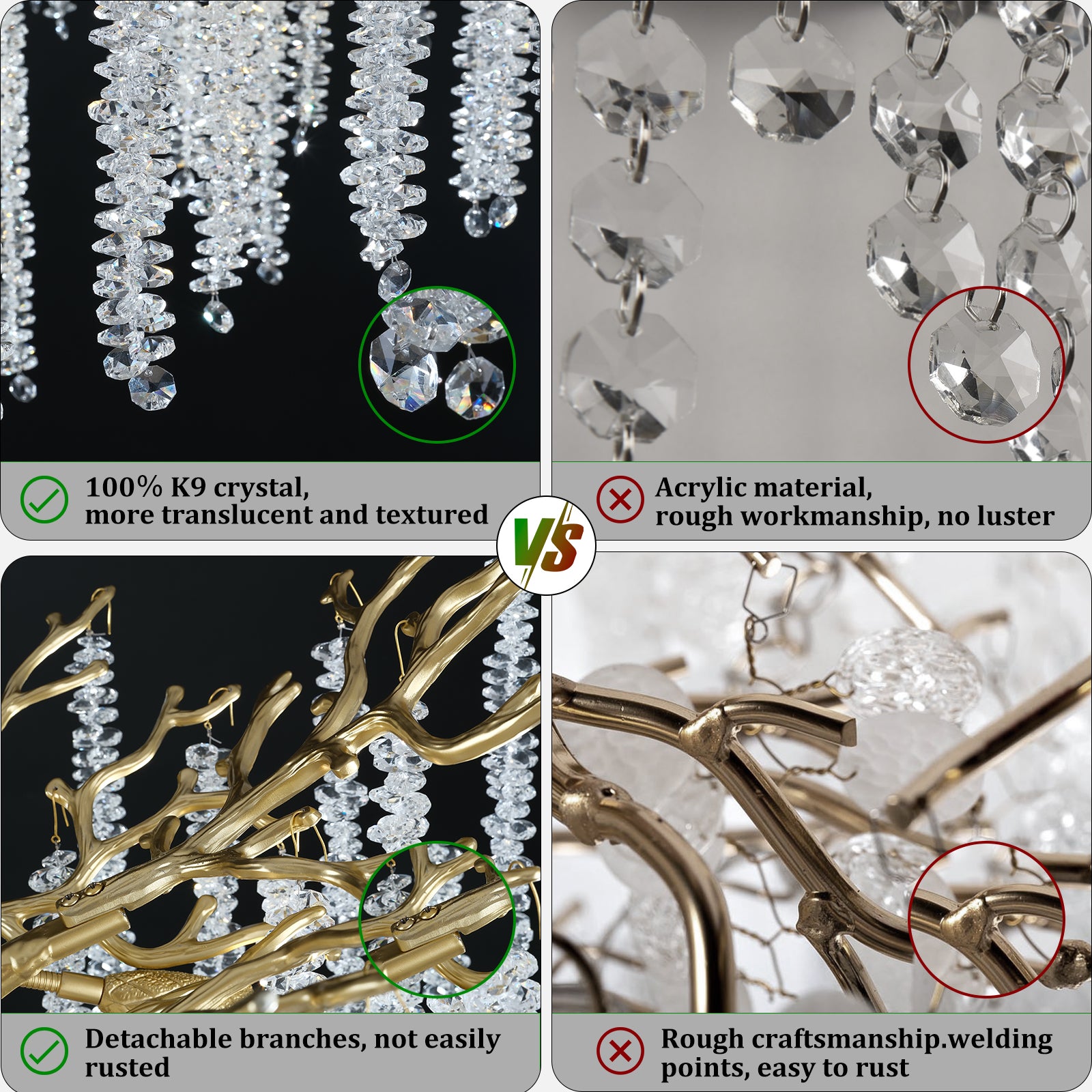 Snow Tree Branch Gold/Silver Chandelier - XYlight