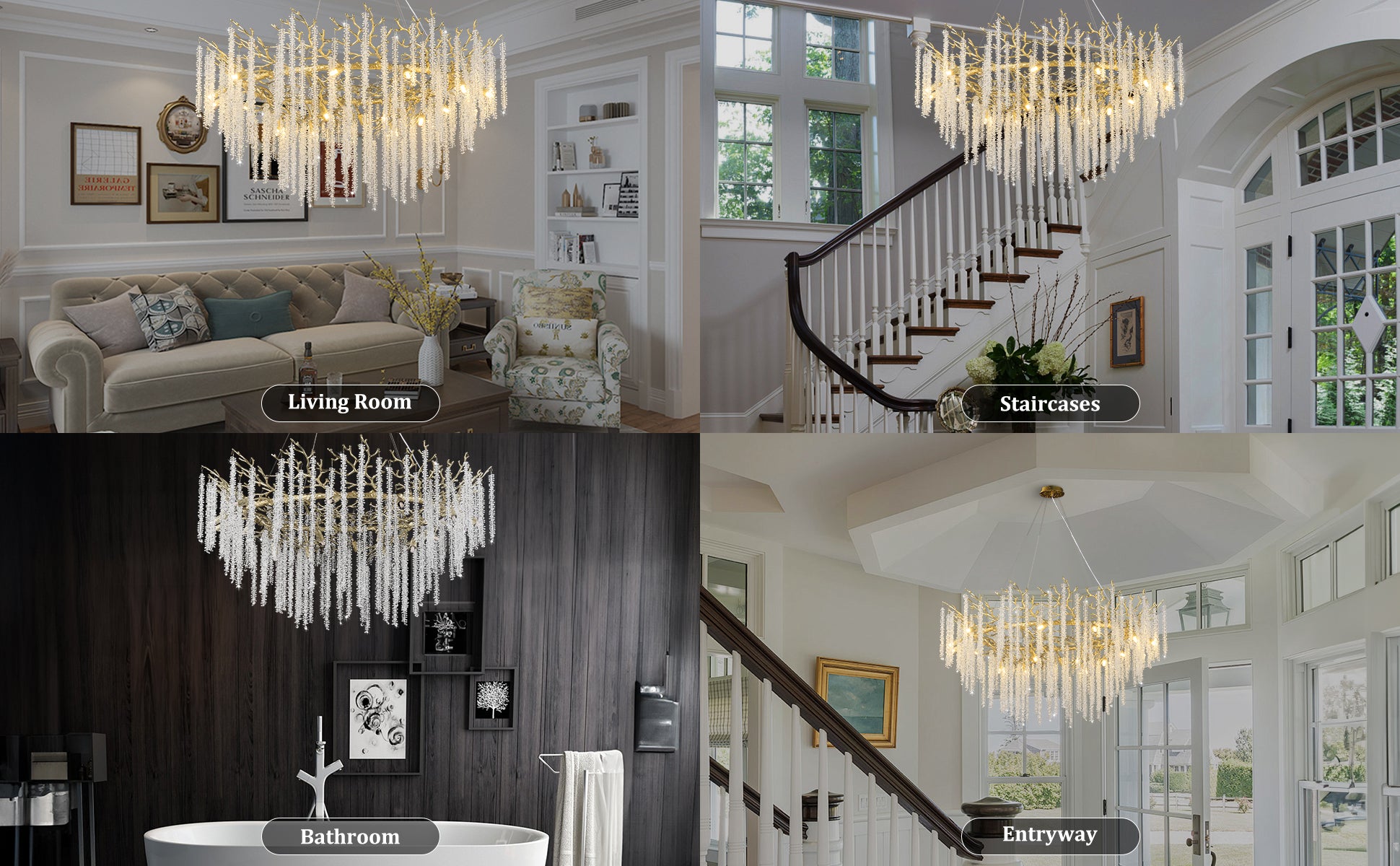Snow Tree Branch Gold/Silver Chandelier - XYlight