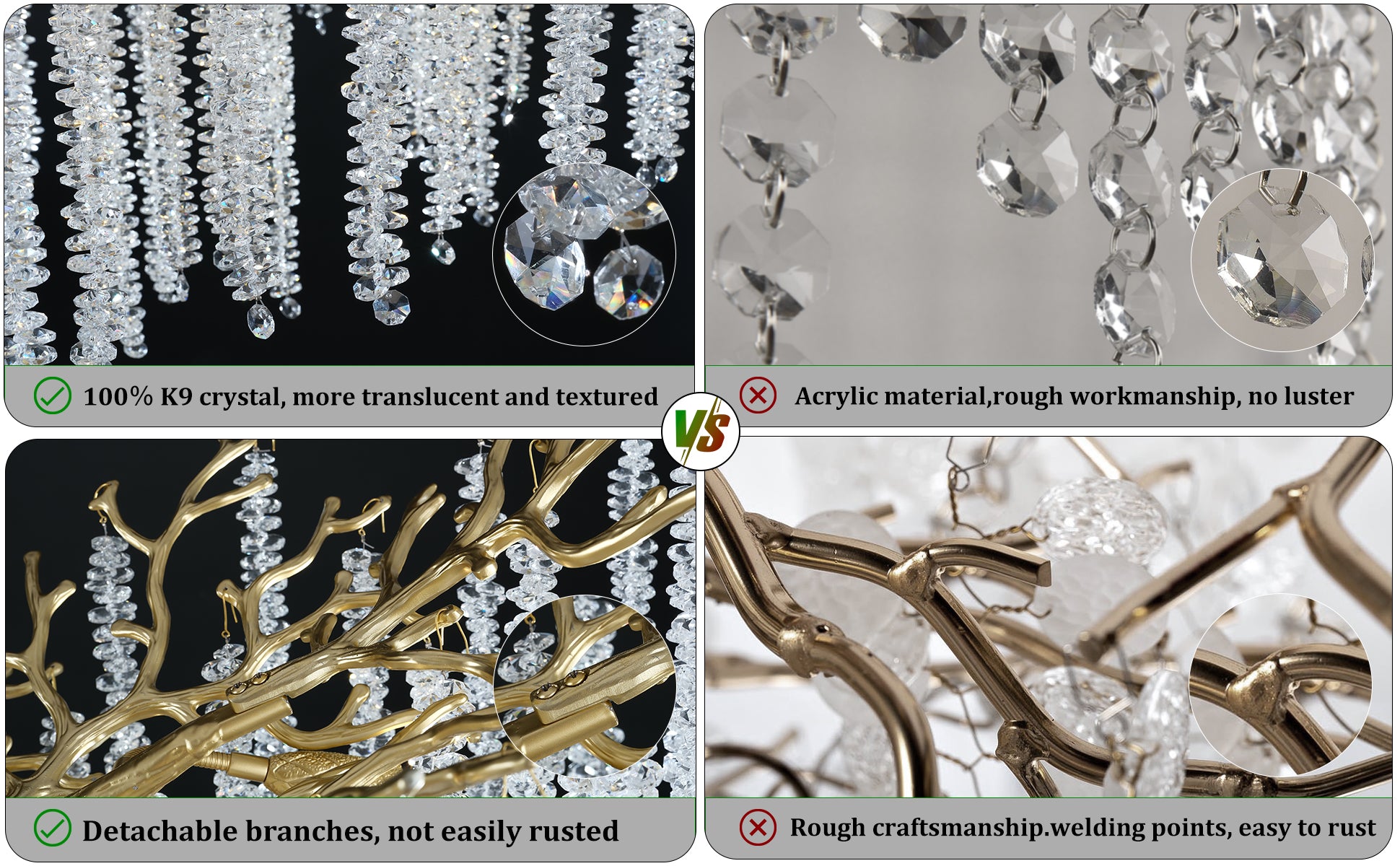 Snow Tree Branch Gold/Silver Chandelier - XYlight