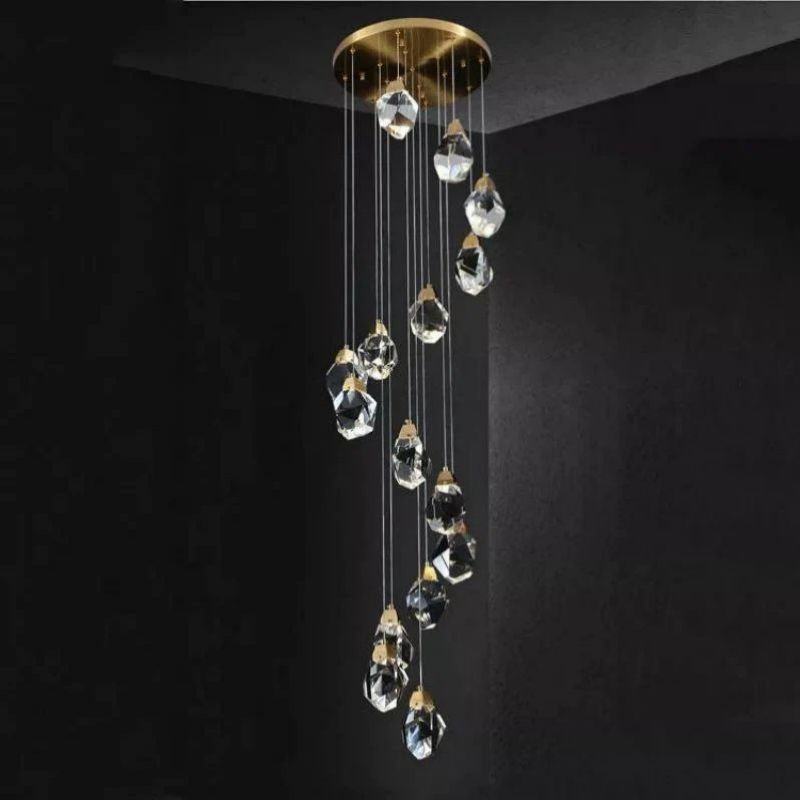 Slipe Faceted Crystal Prisms Chandeliers For Staircase - XYlight