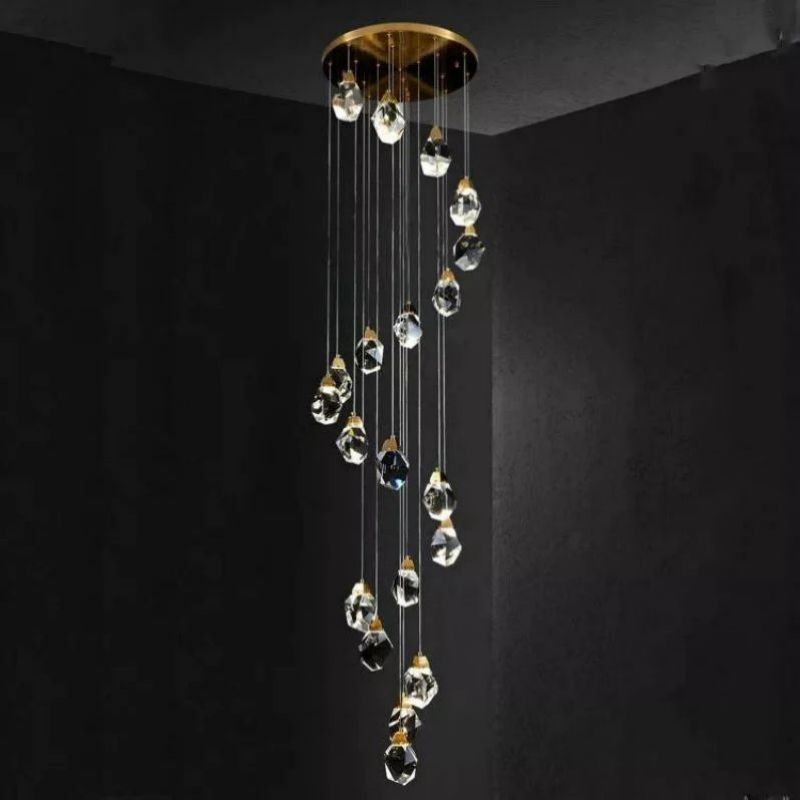 Slipe Faceted Crystal Prisms Chandeliers For Staircase - XYlight
