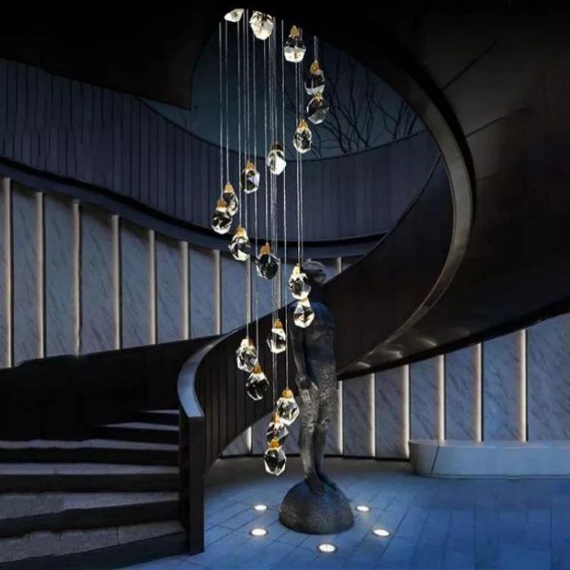 Slipe Faceted Crystal Prisms Chandeliers For Staircase - XYlight