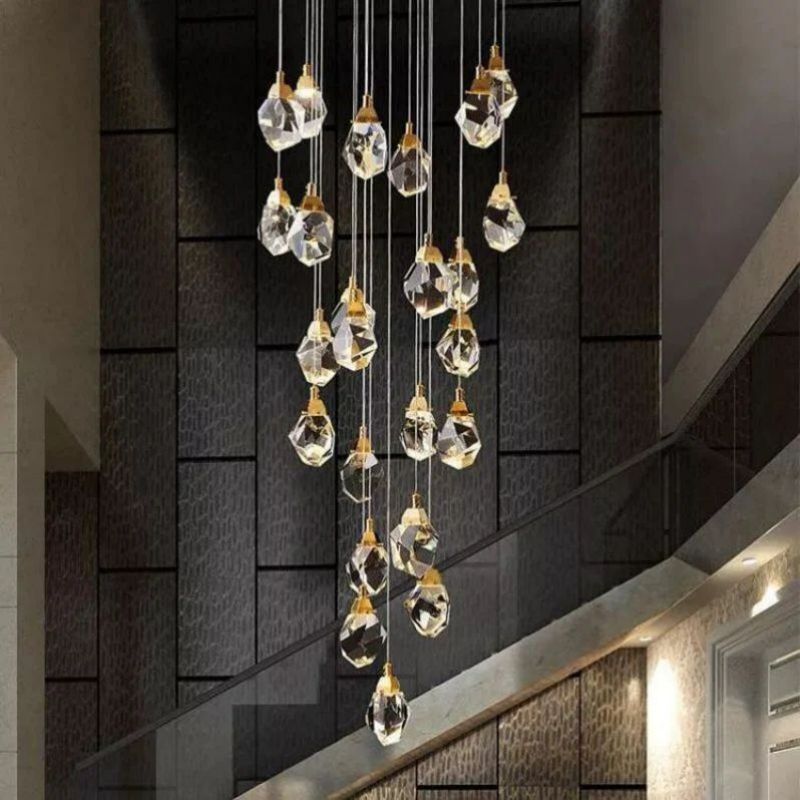 Slipe Faceted Crystal Prisms Chandeliers For Staircase - XYlight