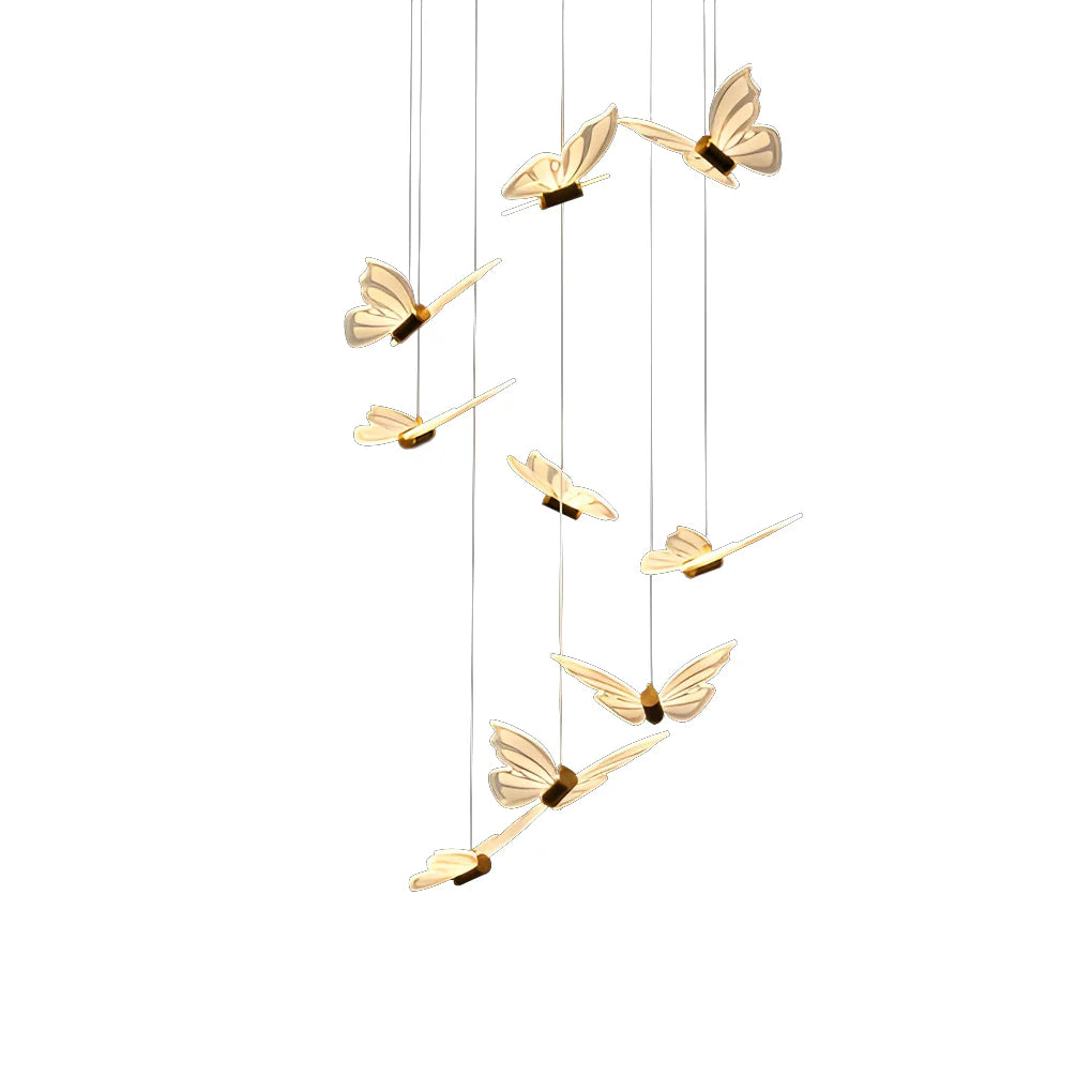 Small Butterflies Creative Three Step Dimming Modern Long Chandelier - XYlight