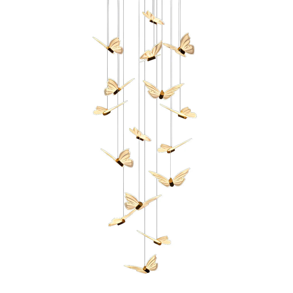 Small Butterflies Creative Three Step Dimming Modern Long Chandelier - XYlight
