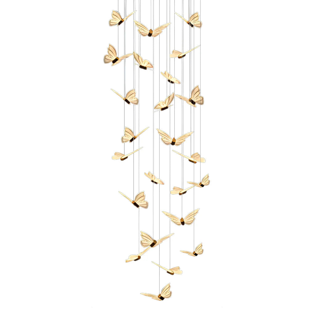 Small Butterflies Creative Three Step Dimming Modern Long Chandelier - XYlight