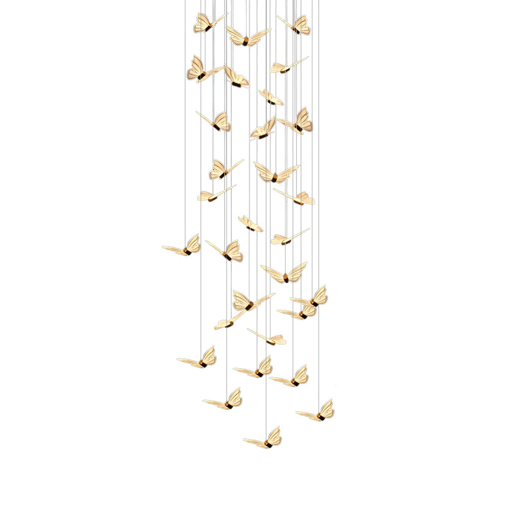 Small Butterflies Creative Three Step Dimming Modern Long Chandelier - XYlight
