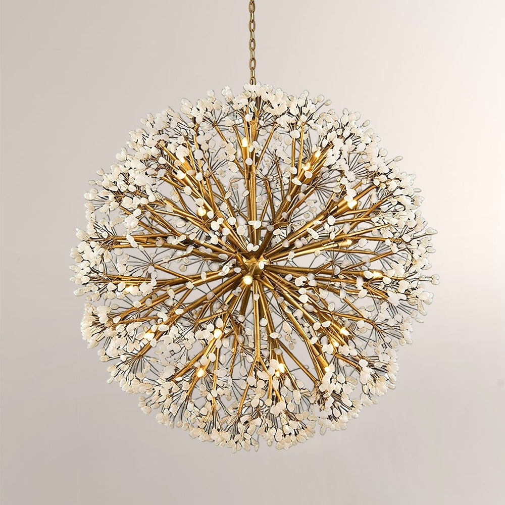 Spherical Thirty-Light Stone Quartz Chandelier - XYlight