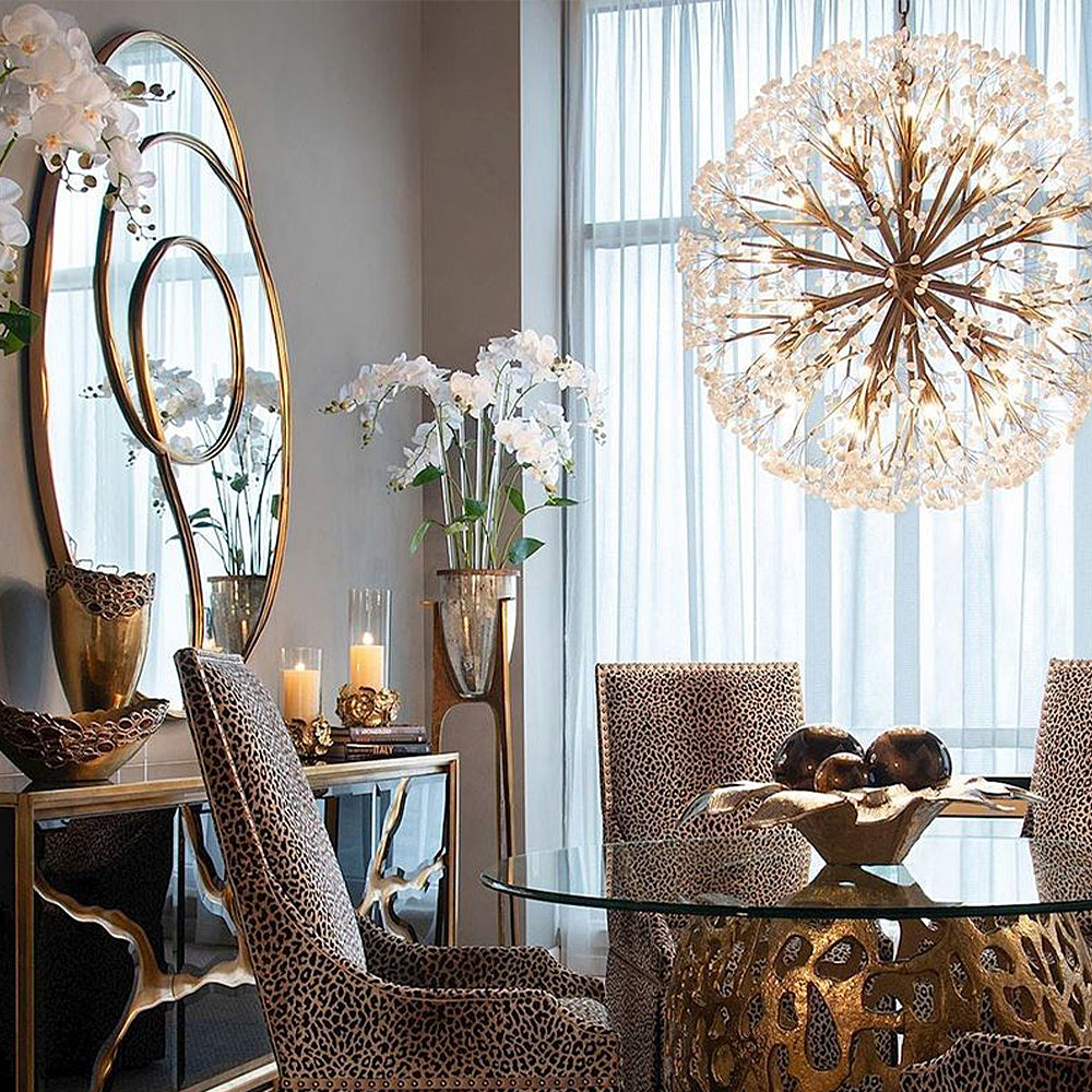 Spherical Thirty-Light Stone Quartz Chandelier - XYlight
