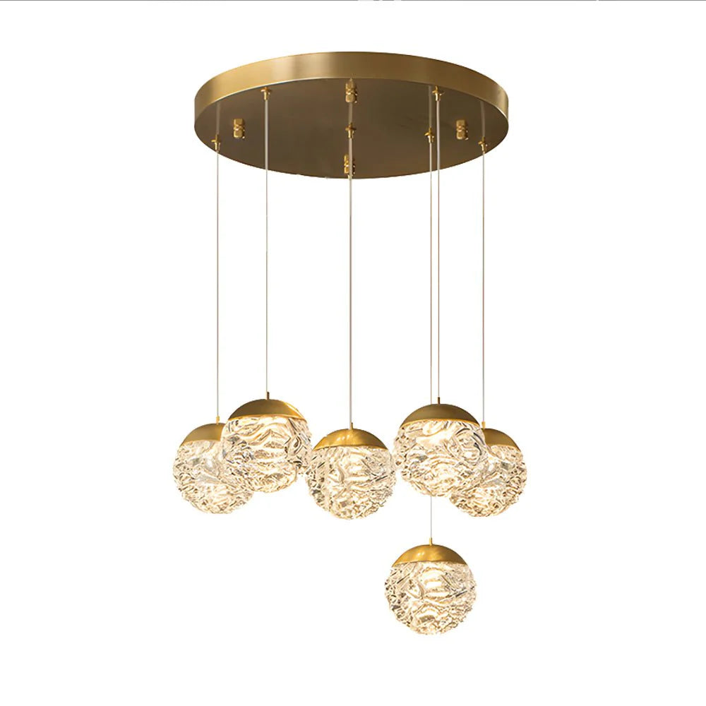 Spiral Pineapple Multi Glass Ball Staircase Chandelier - XYlight