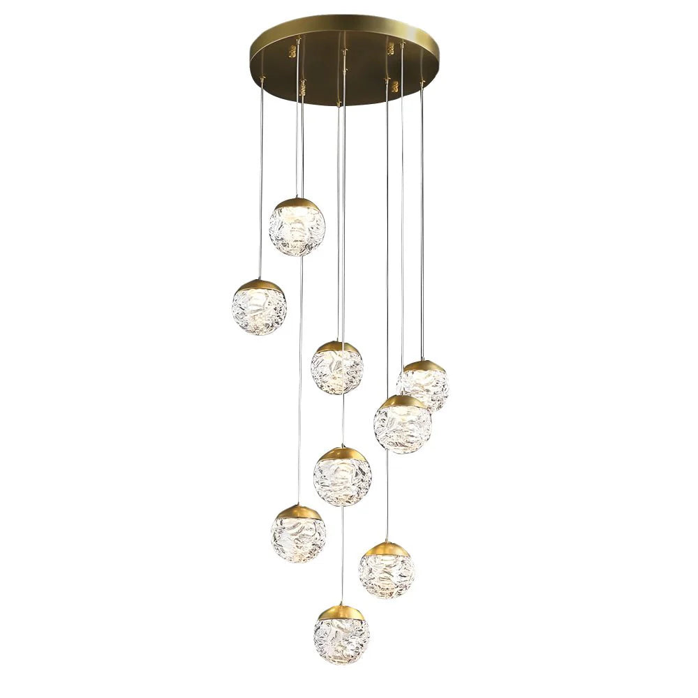 Spiral Pineapple Multi Glass Ball Staircase Chandelier - XYlight