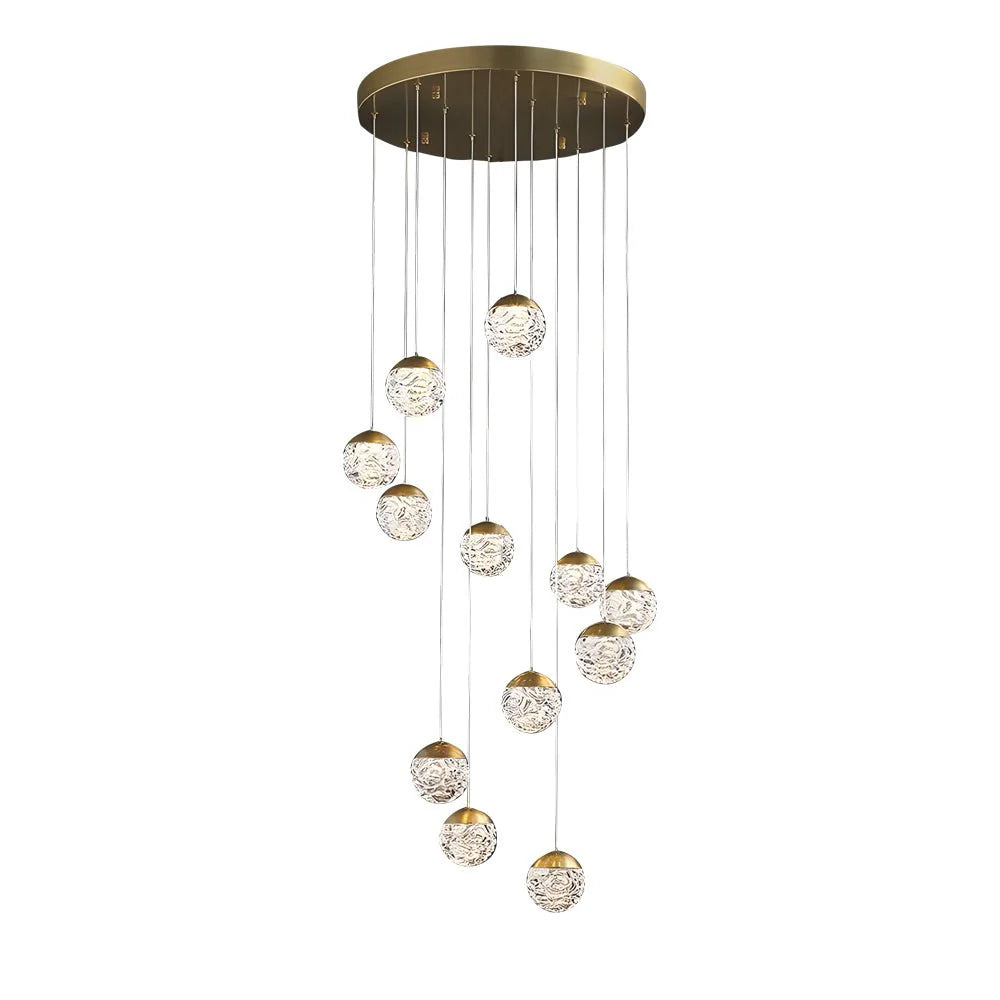 Spiral Pineapple Multi Glass Ball Staircase Chandelier - XYlight