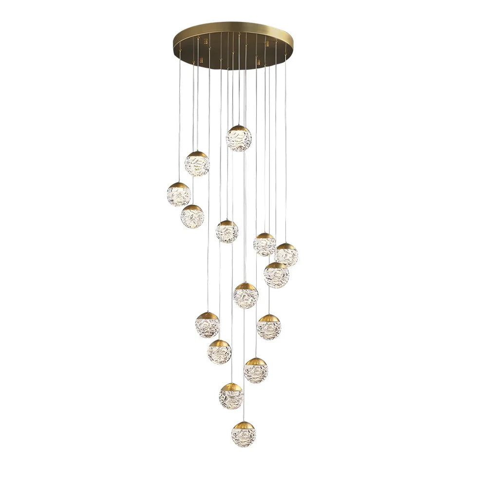 Spiral Pineapple Multi Glass Ball Staircase Chandelier - XYlight