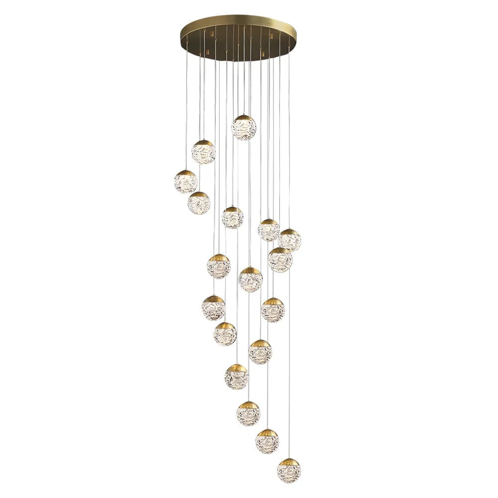 Spiral Pineapple Multi Glass Ball Staircase Chandelier - XYlight