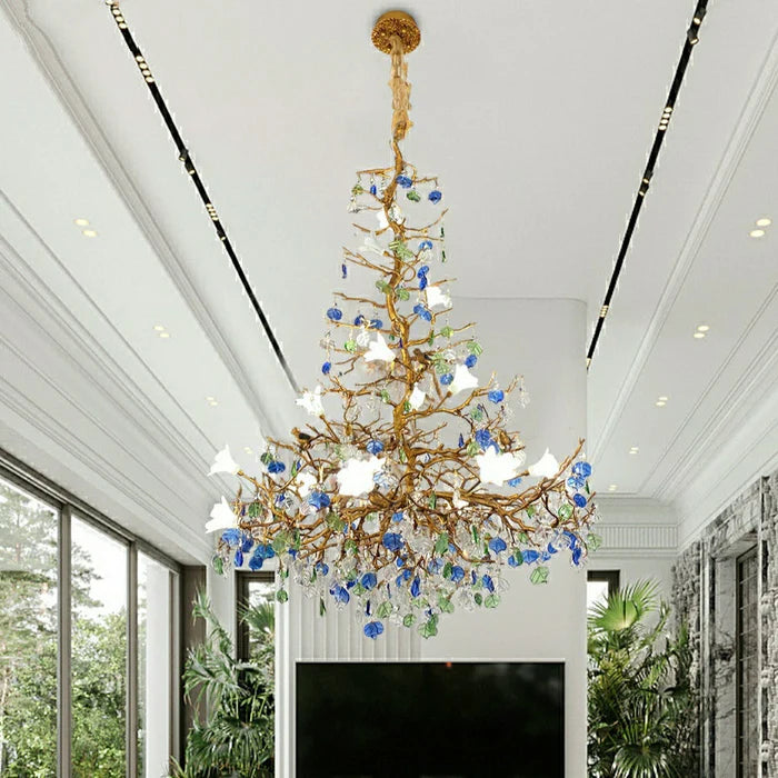 Stylish Colored Glaze Flower Crystal Chandelier - XYlight