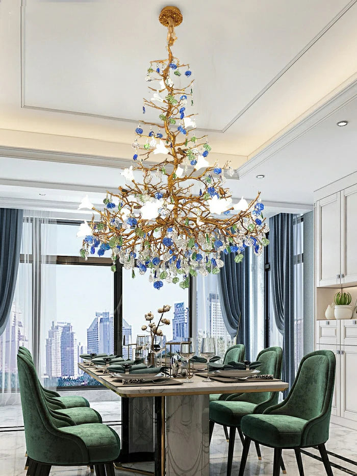 Stylish Colored Glaze Flower Crystal Chandelier - XYlight