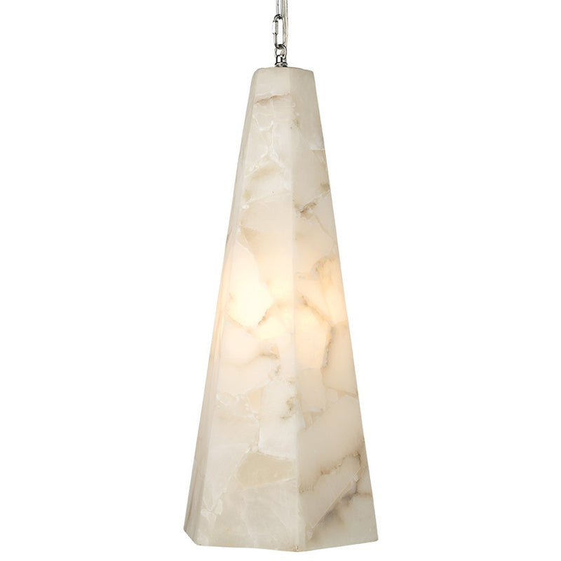 Tall Alabaster Tapered Hexagon Pendant Light - XYlight