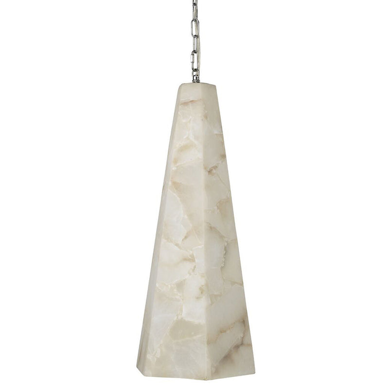 Tall Alabaster Tapered Hexagon Pendant Light - XYlight