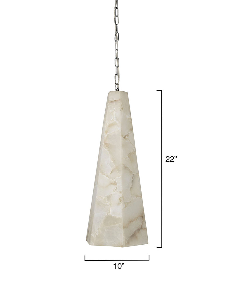 Tall Alabaster Tapered Hexagon Pendant Light - XYlight