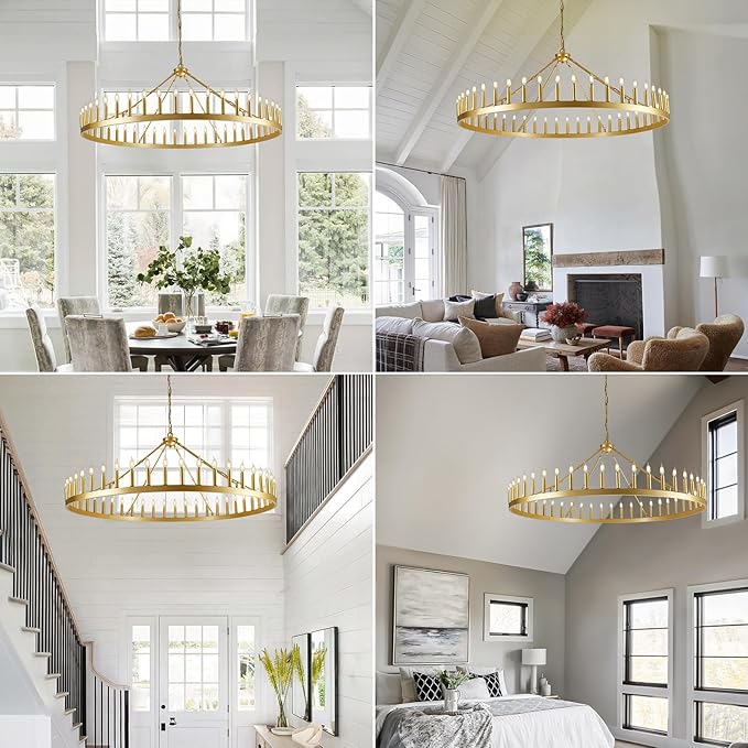 Wagon Wheel Chandelier with Candle Shade - XYlight