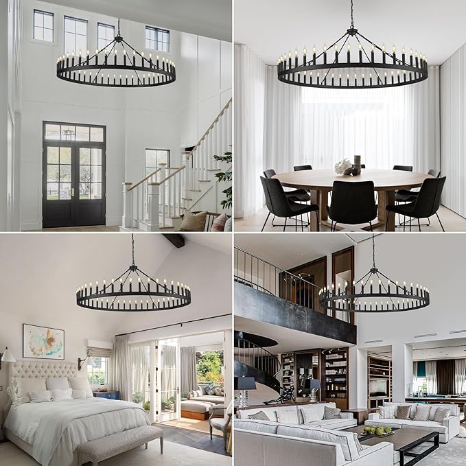 Wagon Wheel Chandelier with Candle Shade - XYlight