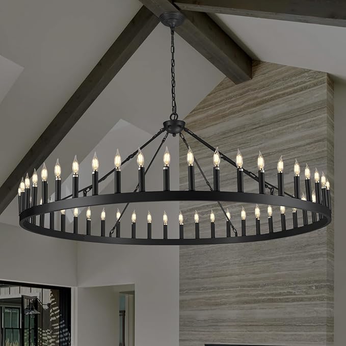 Wagon Wheel Chandelier with Candle Shade - XYlight
