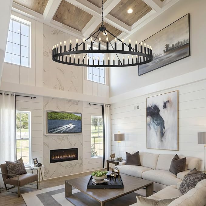 Wagon Wheel Chandelier with Candle Shade - XYlight