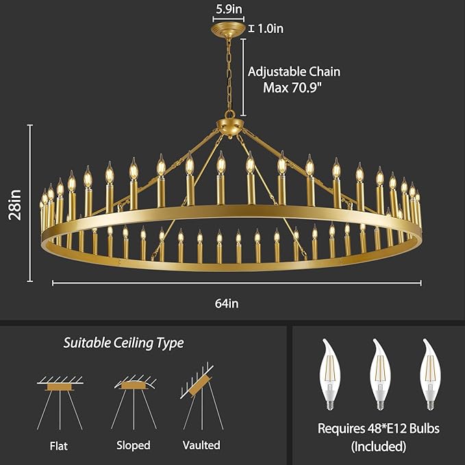Wagon Wheel Chandelier with Candle Shade - XYlight