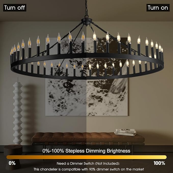 Wagon Wheel Chandelier with Candle Shade - XYlight