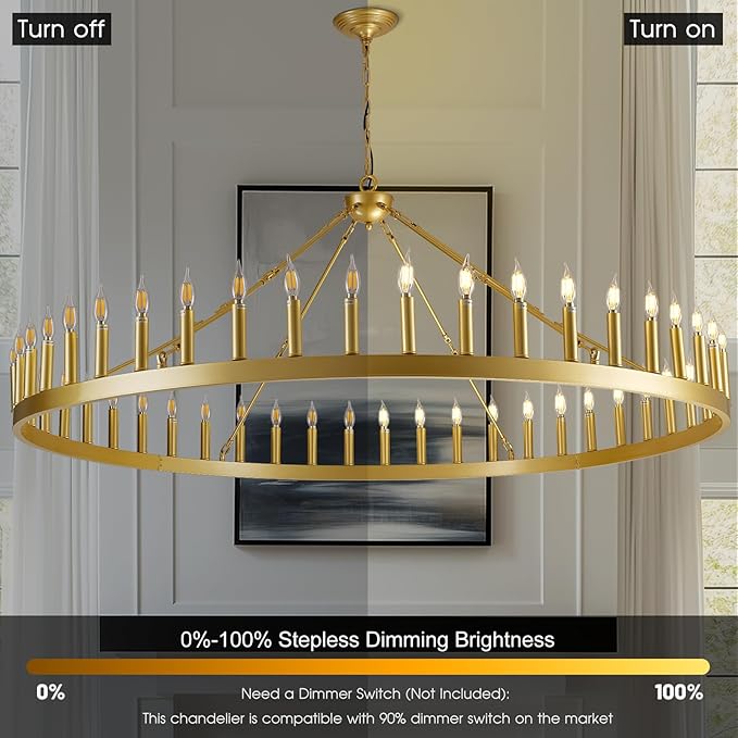 Wagon Wheel Chandelier with Candle Shade - XYlight