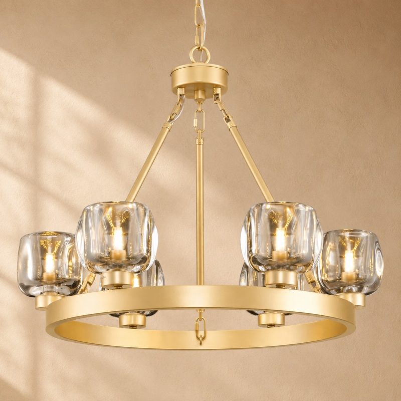 Wagon Wheel Crystal Round Chandelier