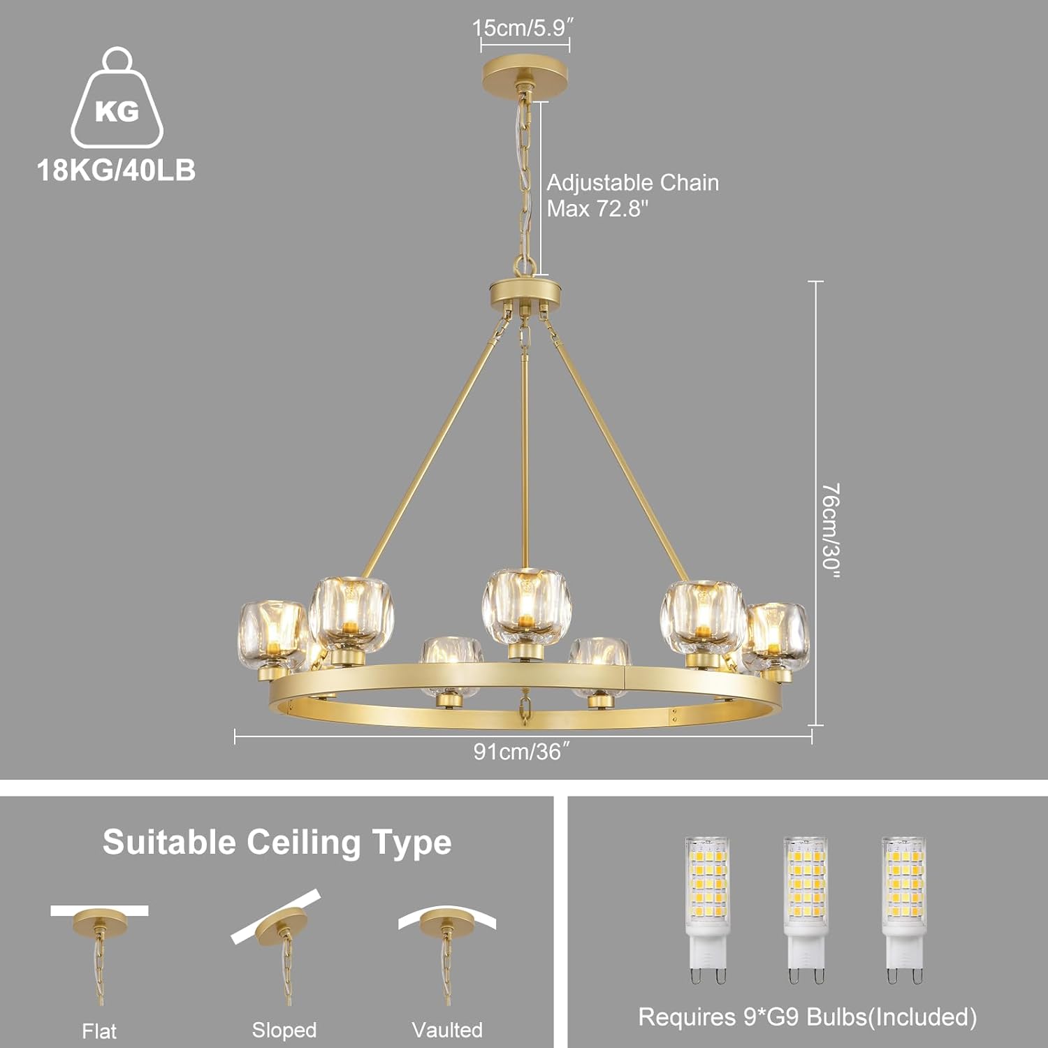 Wagon Wheel Crystal Round Chandelier - XYlight