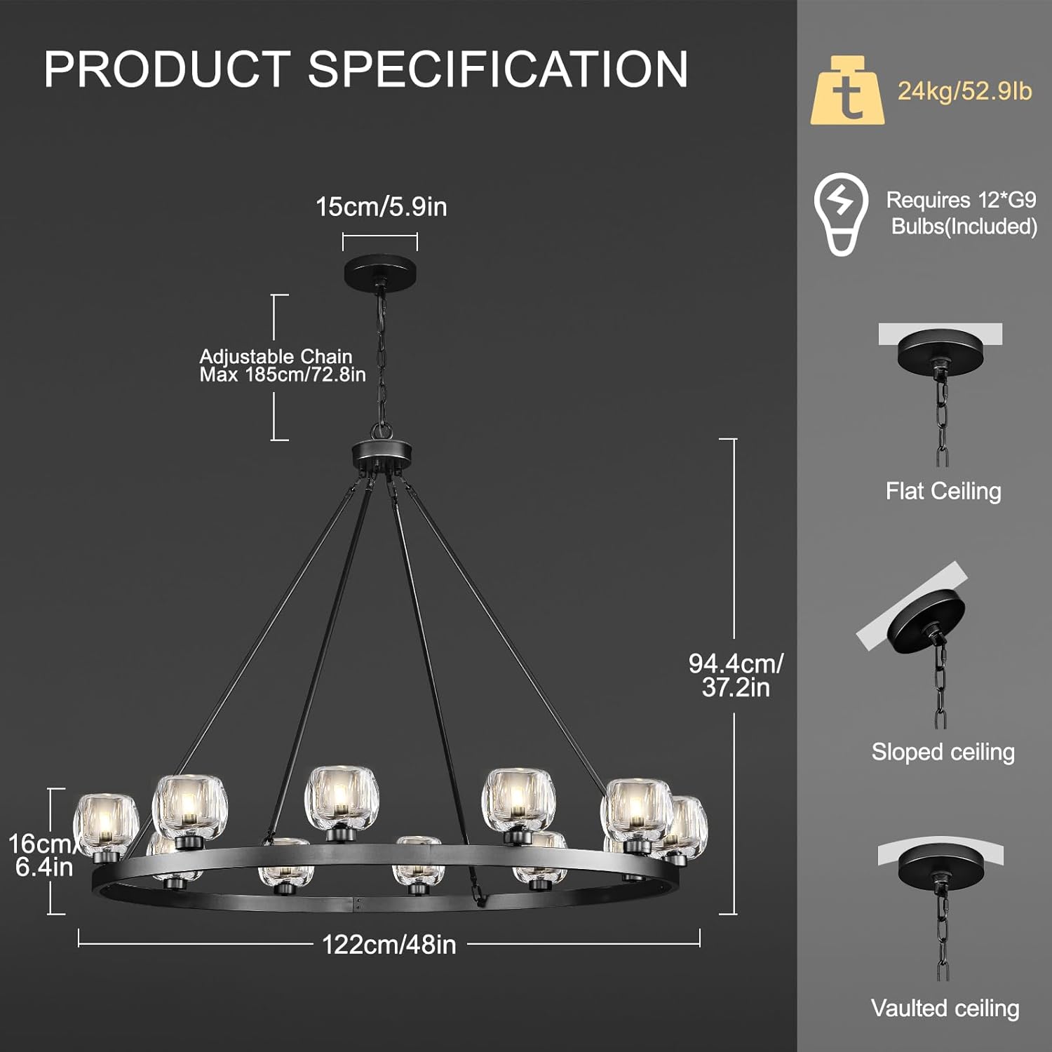 Wagon Wheel Crystal Round Chandelier - XYlight