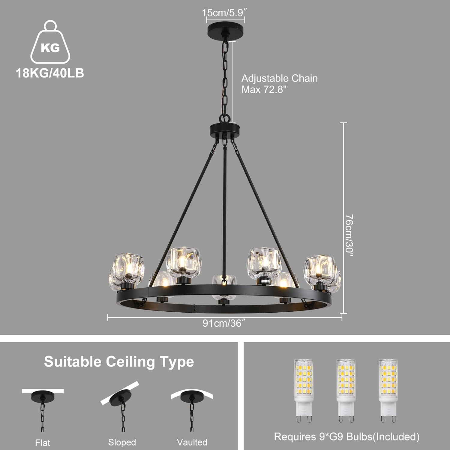 Wagon Wheel Crystal Round Chandelier - XYlight