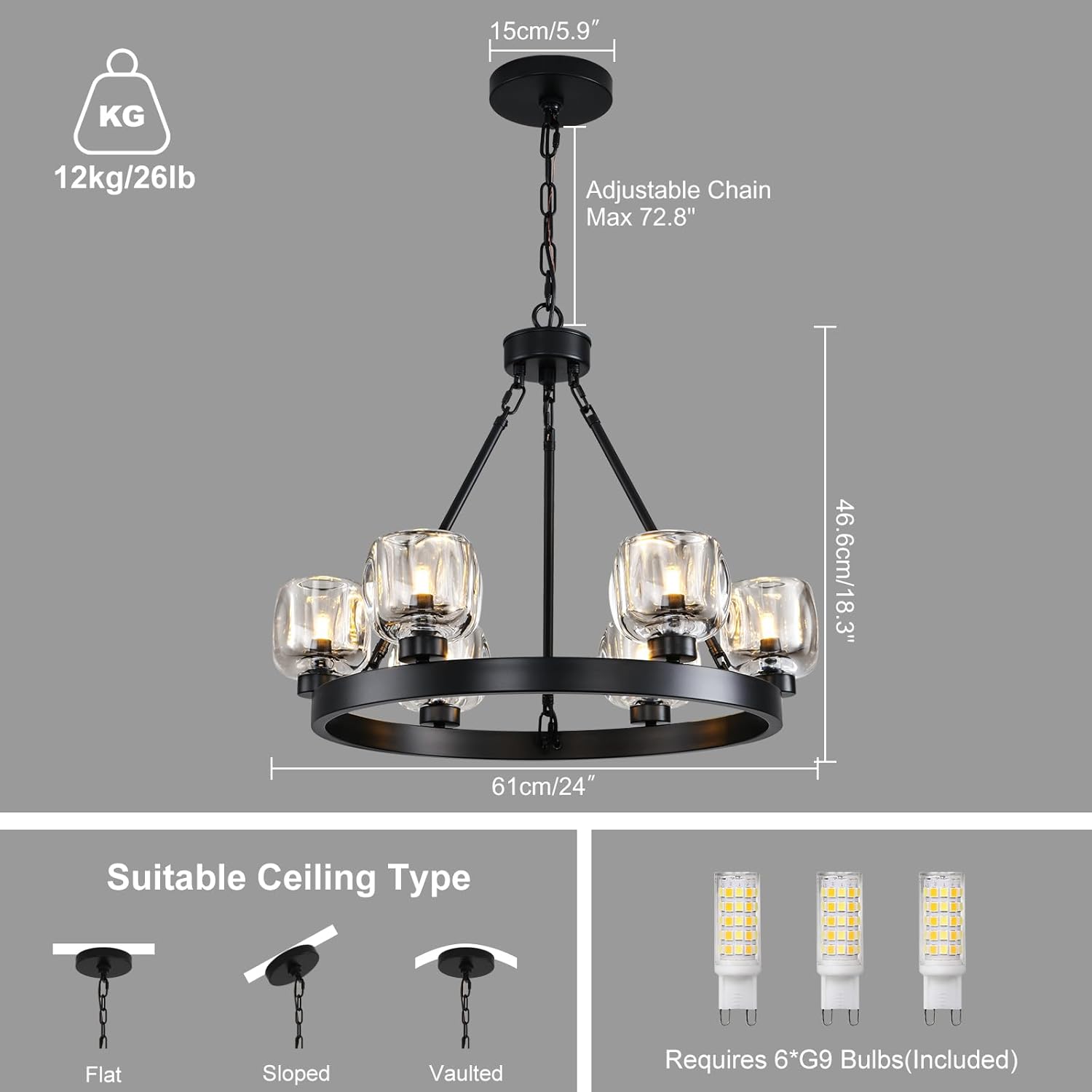 Wagon Wheel Crystal Round Chandelier - XYlight