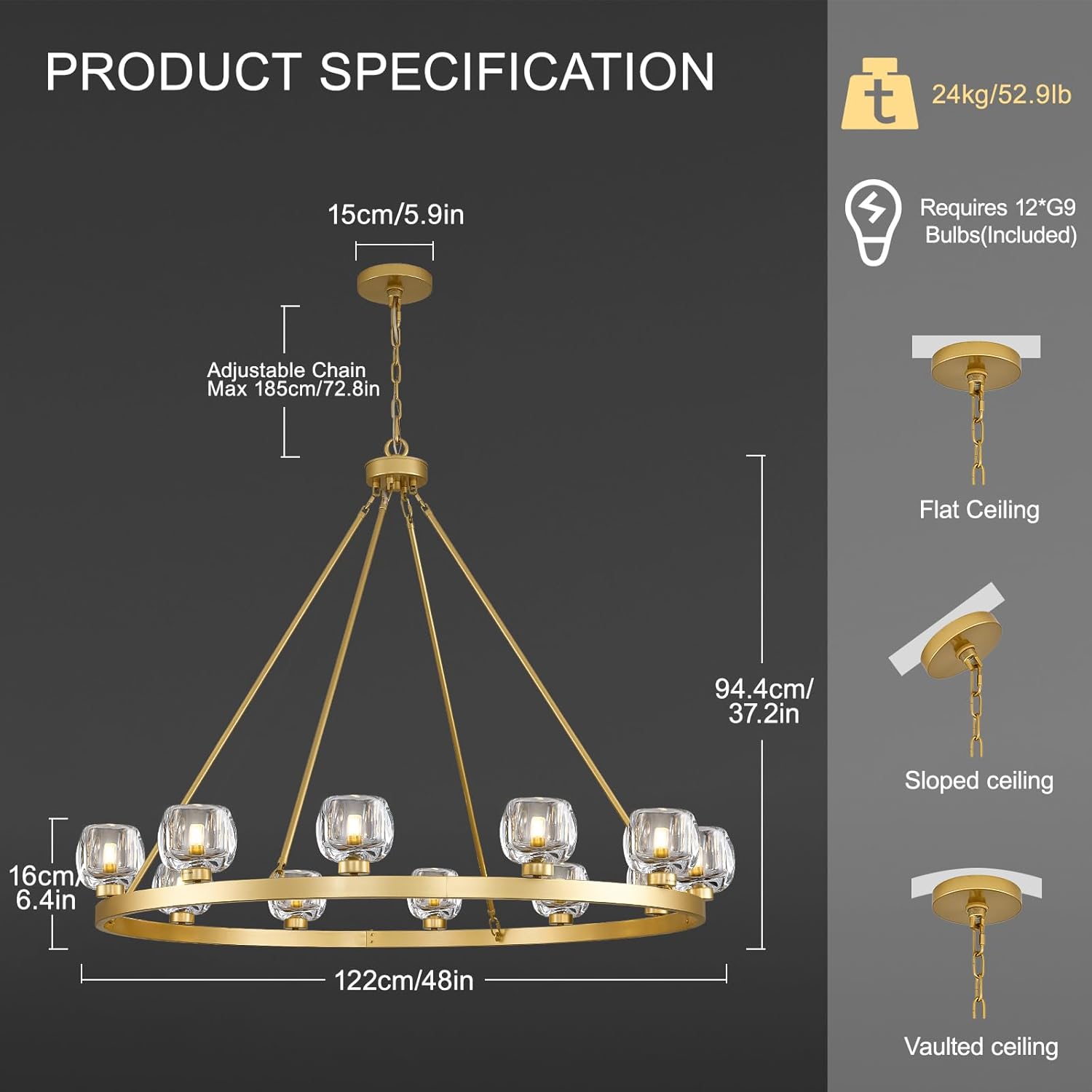 Wagon Wheel Crystal Round Chandelier - XYlight