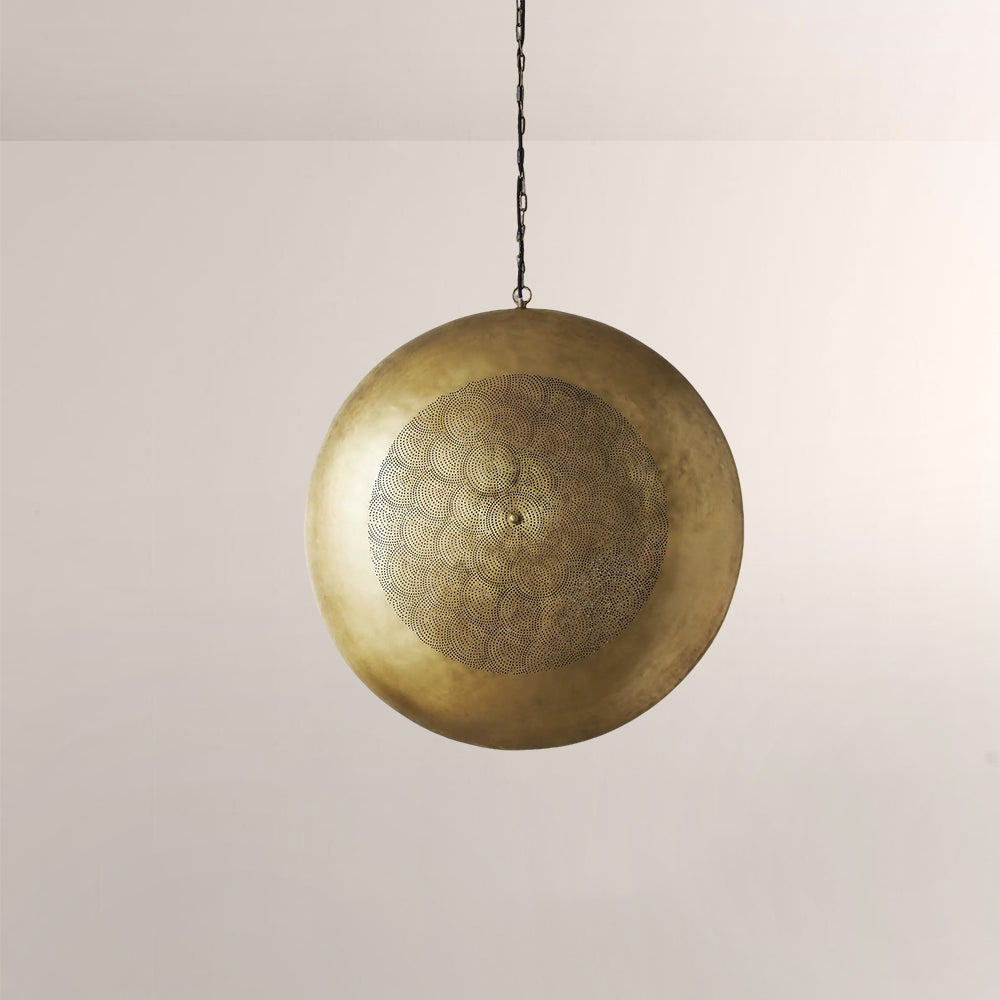 Zara Perforated Brass Orb Pendant - XYlight