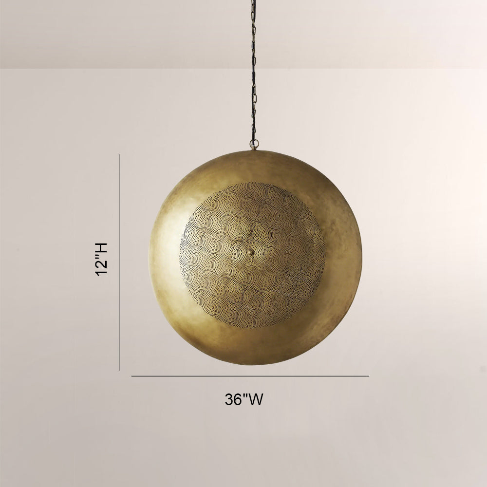 Zara Perforated Brass Orb Pendant - XYlight